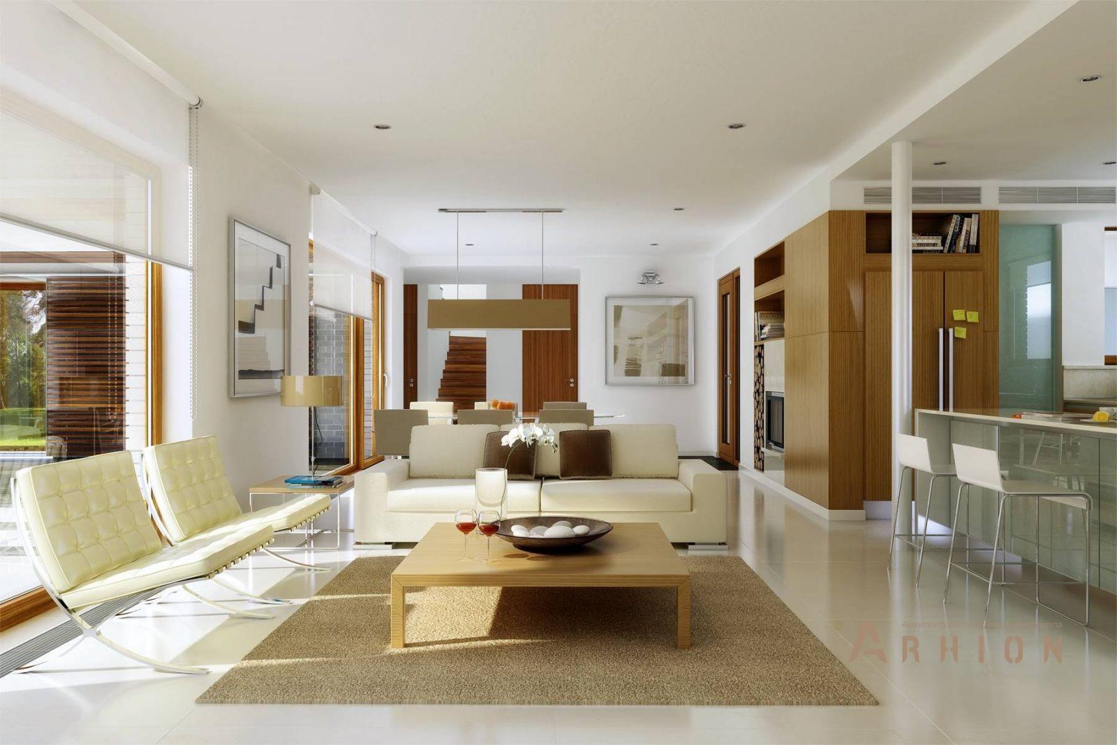 4. Проект одноэтажного дома в современном стиле с плоской кровлей , BY-19, площадью - 220 кв c мансардой, гаражом